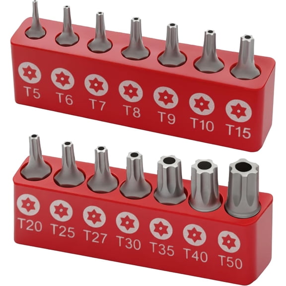 KKFEN-Ram-Pro 15Pc Torx Star 6 Point, Security Tamper Proof, Driver Bit Set - T5, 6,7,8,9,10,15,20,25,27,30,35,40,45,50  Multifunction Damage/Shear Resistant Hollow Torque Kit