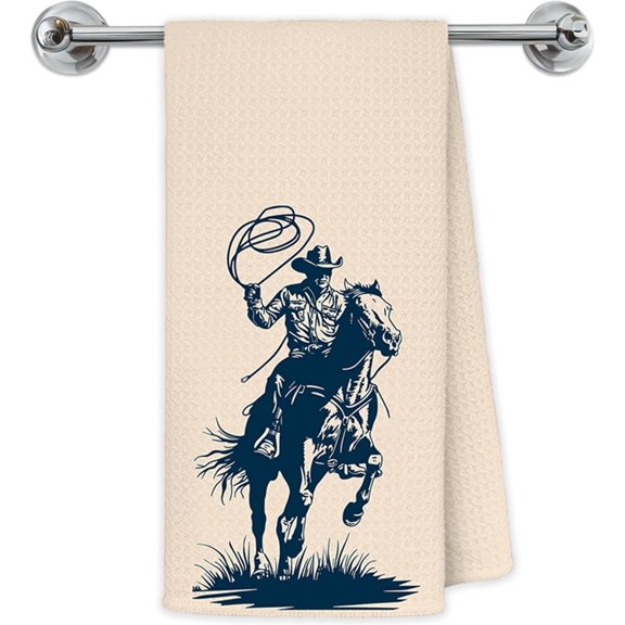 KKFEN-Retro Western Kitchen Towels, Rustic Rodeo Cowboy Hand Towels for Bathroom Kitchen, Western Country Cowboy Decorative Dish Towels Drying Cloth, 16x24 Inch