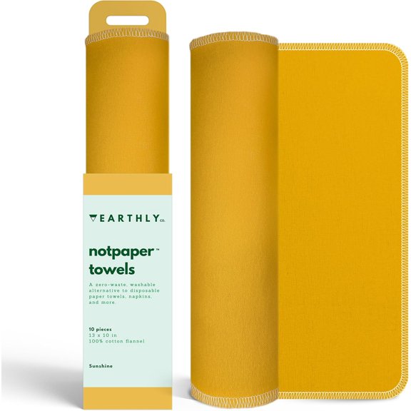KKFEN-Reusable Paper Towels - 10 Pack - Roll of Washable Cotton Cloth Paper Towels - Paperless Reusable Napkins Cloth Washable - Absorbent + Long Lasting - Zero Waste Products - (Sunshine)