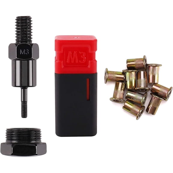 KKFEN-Rivet Nut Tool Mandrel M3 and 10 Rivet Nuts, Rivet Tool Set Spare Part, Nutsert Tool Accessories Set Compatible with RZX/Astro Riveters