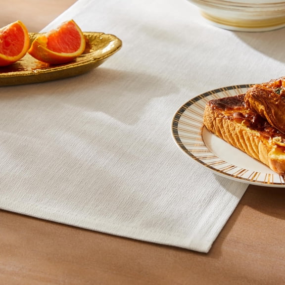 KKFEN-Rustic Cotton Linen Table Runner, 13x36 Inches Off White, Farmhouse Style Ivory Table Runners 36 Inches Long, Washable Kitchen Dining Table Decoration for Home Party Decor