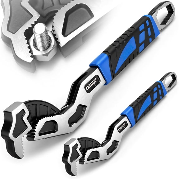 KKFEN-Self Adjusting Pipe Wrench, 8 and 12 Multifunctional Self Locking Wrench Set, Self Adjustable Wrench Plumbing Tools for Pipe Fittings and Nuts, Chromium Vanadium Steel