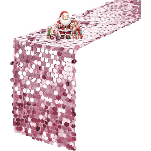 KKFEN-Sequin Table Runner 12 x 108 inches Pink Table Runner, Glitter Runner for Party Wedding Birthday, Party Spring Easter Rustic, Birthday Supplies Decorations (1 Pack).