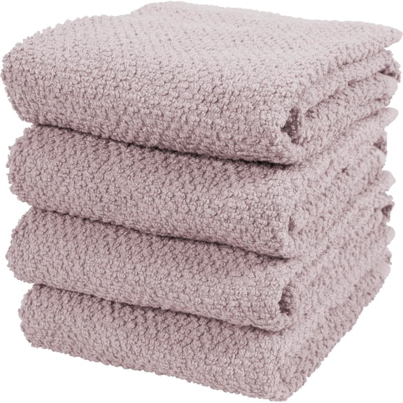 KKFEN-Set of 4 Deluxe Popcorn Terry Kitchen Towels | 20 x 30 Inches | 100% Cotton Kitchen Dish Towels (Lilac)
