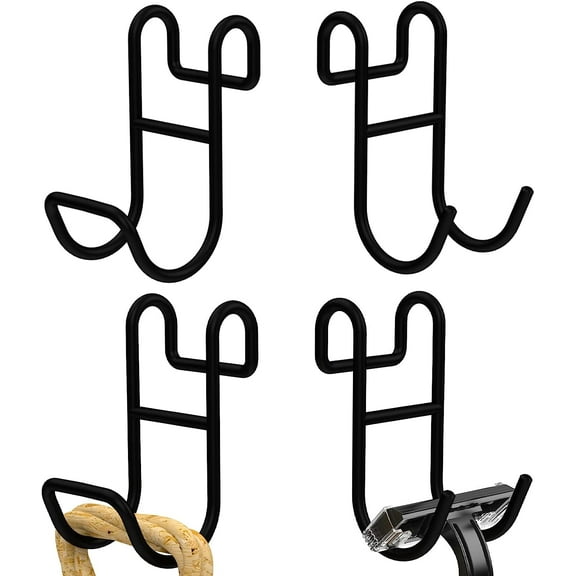 KKFEN-Shower Caddy Hook for Helmet, Fence, Wire Shelves - Heavy Duty Rustproof Utility Hooks for Hanging Wires - 4 Pack Black