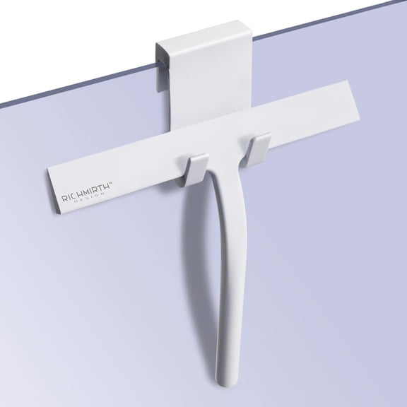 KKFEN-Shower Squeegee 9" with Silicone Hook - All Purpose Squeegee for Shower Glass Door Mirrors Bathroom Tiles Car Windows Glass Door Blade Showers - White