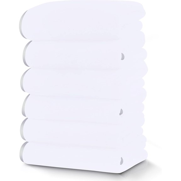 KKFEN-Silk Hemming Hand Towels for Bathroom - Quick Drying - Ultra Soft Microfiber Absorbent Towel for Bath Fitness, Gym, Shower, Hotel, and Spa - 16x28 Inch | Set of 6, White
