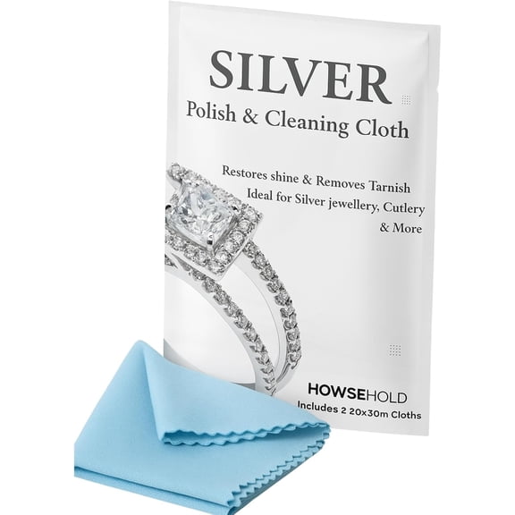 KKFEN-Silver Polishing Cloth (Pack of 2) Jewellery Cleaning and Polishing Cloths for Cleaning Silver, Gold and Platinum - Restores The Shine