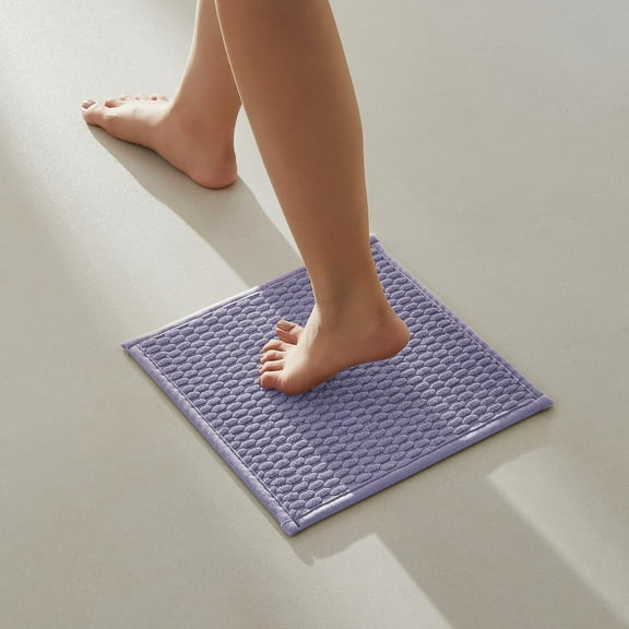 KKFEN-Small Bathroom Rugs, Non Slip Washable Bath Rugs Super Absorbent Bathroom Rug Thin Quick Dry Low Pile Bath Mats, Lavender 12"x12"