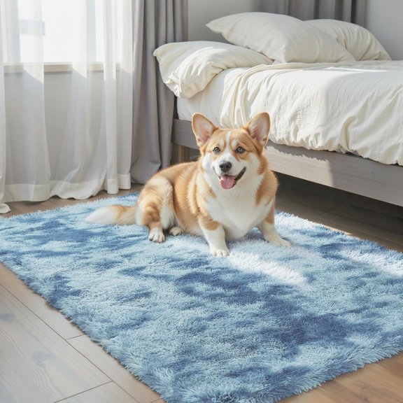 KKFEN-Small Rug Throw Rugs for Bedroom, Mini Area Rug, Fluffy Blue Carpet, Affordable Door Entryway Indoor Inside Front Entrance Dog 2x3 Mat, Home Decor Aesthetic(2 x 3, Dark Blue Tie-Dyed)