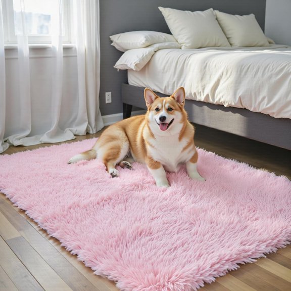 KKFEN-Small Rug Throw Rugs for Bedroom, Mini Area Rug, Fluffy Pink Carpet, Affordable Door Entryway Indoor Inside Front Entrance Dog 2x3 Mat, Home Decor Aesthetic(2 x 3, Pink)