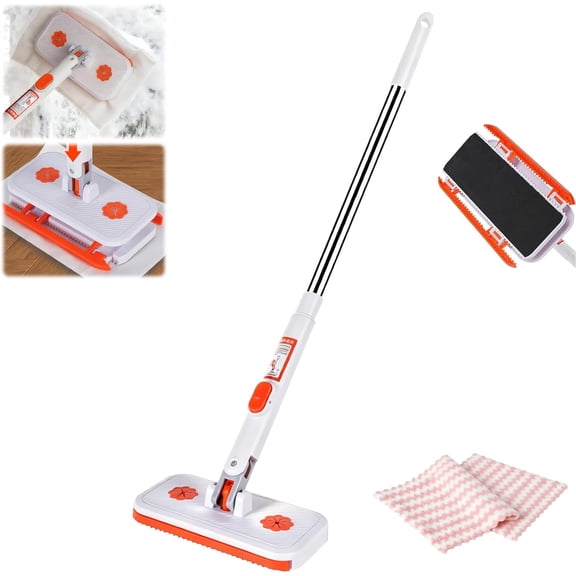KKFEN-Snap Grip Mini Mop Set, 2026 New Convenient Cloth Changing Mini Mop, Gap Dust Cleaner Lazy Mops with Locking Head for Multi Surface Clean, Wet & Dry Mopping and Sweeping Cleaning