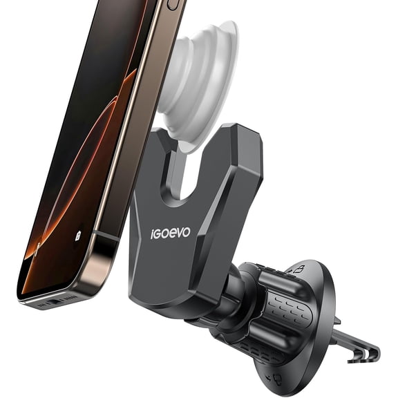 KKFEN-Socket Grip Vent Phone Mount  Dual Hook Secure Air Vent Holder, 360 Rotation U-Shaped Cradle Compatible with Pop-Style Grips