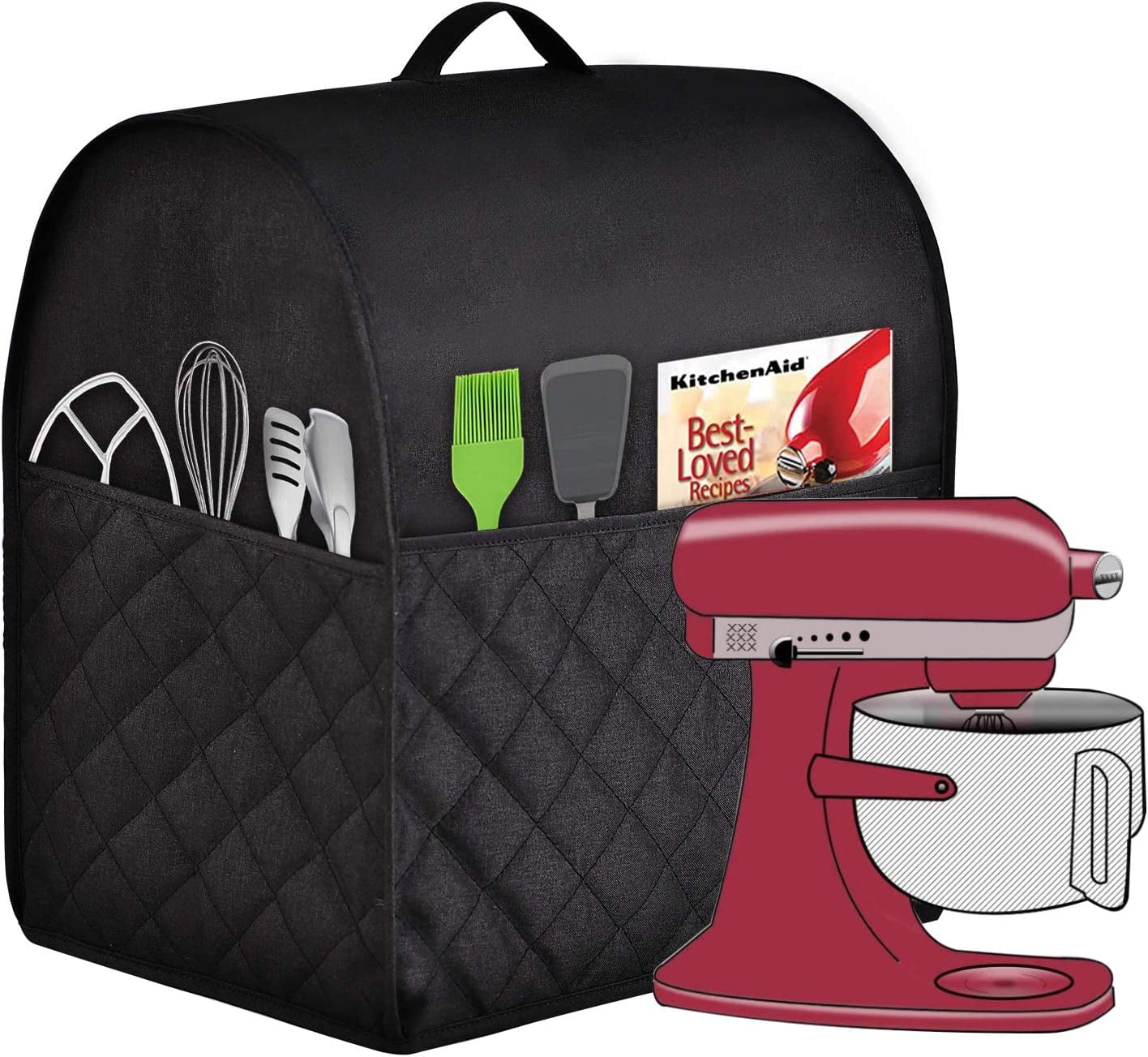 KKFEN-Stand Mixer Dust-proof Cover for KitchenAid MixerMulti Pockets ...