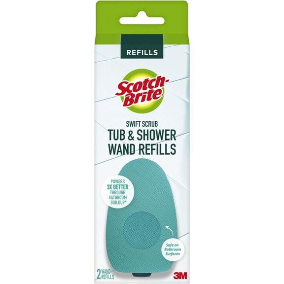 KKFEN-Swift Scrub Tub & Shower Wand Refills, Ideal for Bathroom Buildup, Glass Door, Shower and Bath Cleaner, Soap Scum Remover, 2 Wand Refills