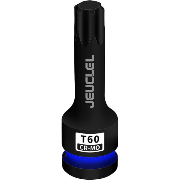 KKFEN-T60 Torx Bit Socket, 1/2" Drive Torx Star 6 Point Impact Bit Socket, 3-Inch, Cr-Mo Steel, Screwdriver Adapter for Electric Ratchet Wrenches Fastening Screws Hand Repair