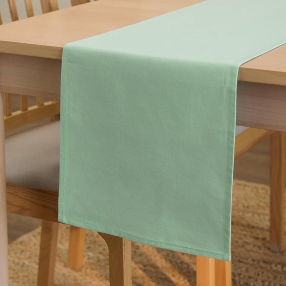 KKFEN-Table Runner 13"x104" Long | Cotton Canvas Fabric | Mint Green Solid Color | Machine Washable & Durable