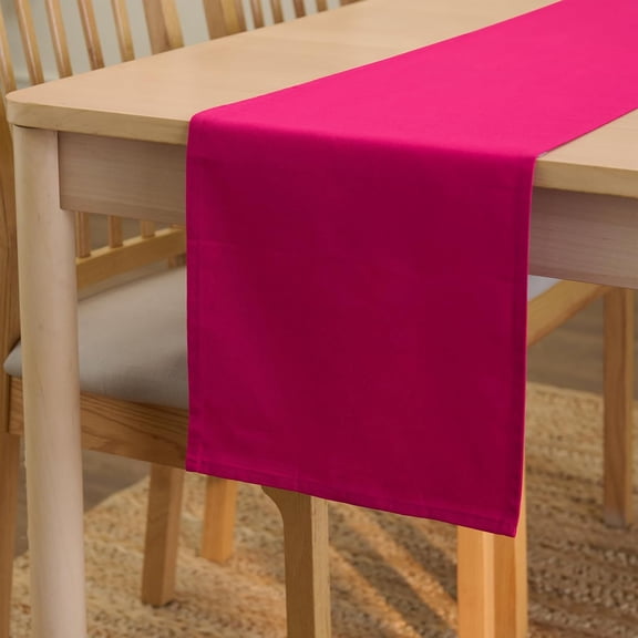KKFEN-Table Runner 13"x59" Long | Cotton Canvas Fabric | Light Pink Solid Color | Machine Washable & Durable
