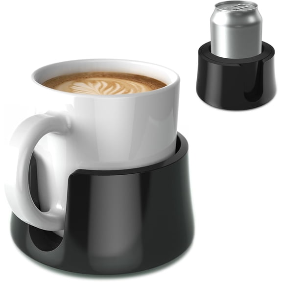 KKFEN-TableCoaster - Original Anti-Spill Table and Desk Cup Holder, Jet Black - RV and Boat Drink Holder, A Tip-Proof Coaster with Tacky Base and Walled Profile to Prevent Spilled Drinks