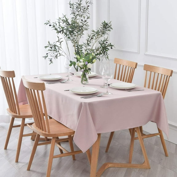 KKFEN-Textured Rectangular Tablecloth Water Resistance Antiwrinkle Spillproof Soft Jacquard Table Cloth for Dining Room, Buffet Banquet Parties and Holiday Dinners, 60 x 104 Inch, Dusty Pink