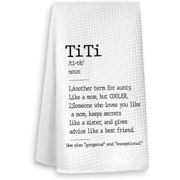 KKFEN-Titi Auntie Gifts Kitchen Towels, Titi Aunt Gifts for Mother's Day Dish Tea Towels for Kitchen, Auntie Aunt Gifts from Niece Nephew Decorative Hand Towels for Bathroom, 16x24 Inch