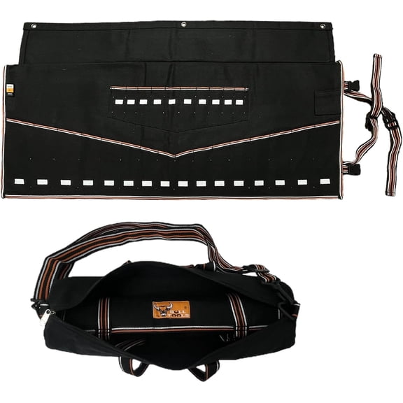 KKFEN-Tool Roll Organizer with 26 Pockets for Wrenches, Metric & SAE Durable Cotton Canvas, Roll-Up Tool Pouch for Mechanics, DIYers, & Electricians (Tools Not Included)