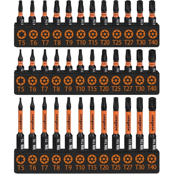 KKFEN-Torx Bit Set, 36pcs Security Torx Bit Set,Tamper Proof Star Bits (T5-T40) for Impact Driver, S2 Steel Screwdriver 1" & 2.3" Long,Torque Security Bits with Storage Box