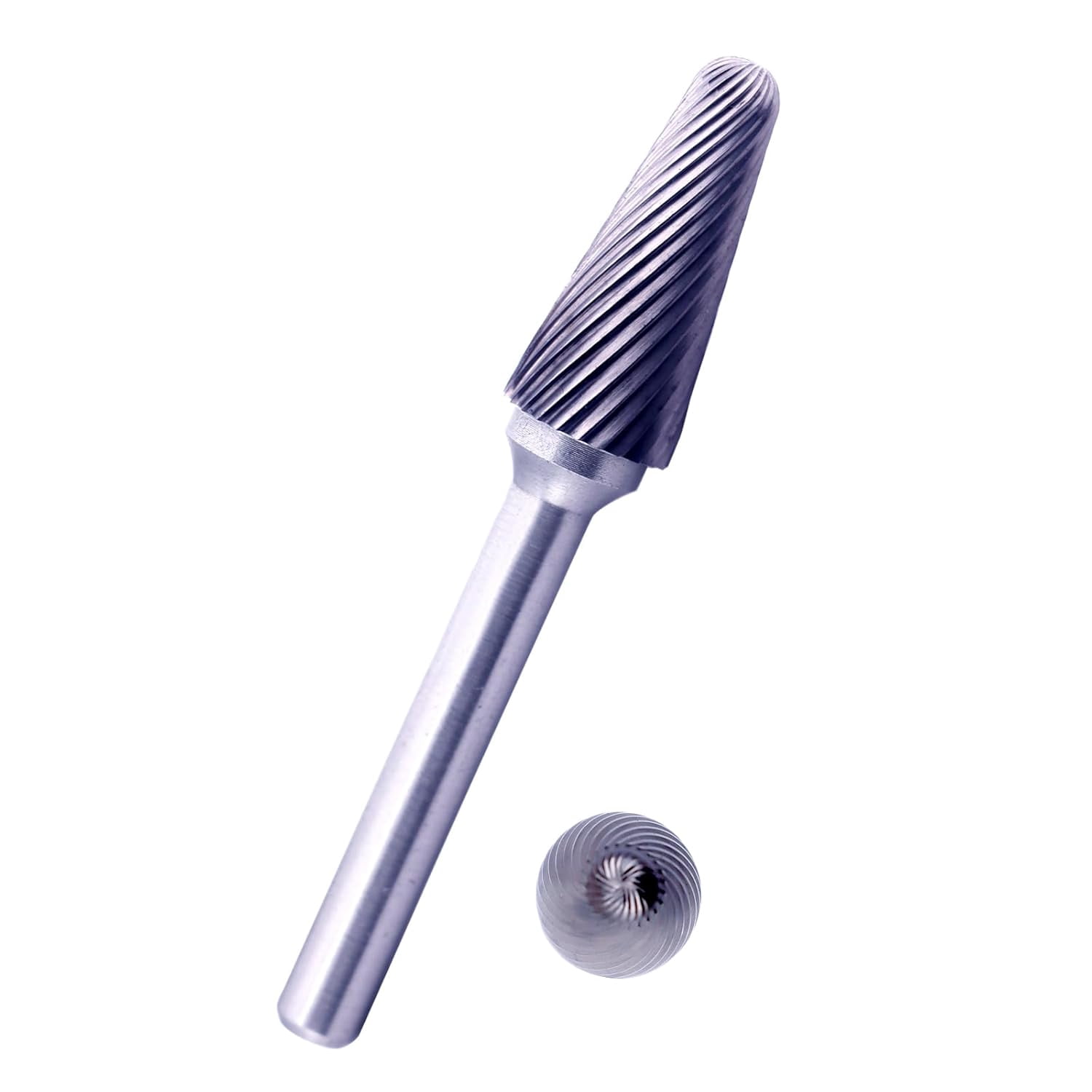 KKFEN-Tungsten Carbide Burr Bit 1/4" Shank Ball-Nosed Cone Shape End ...