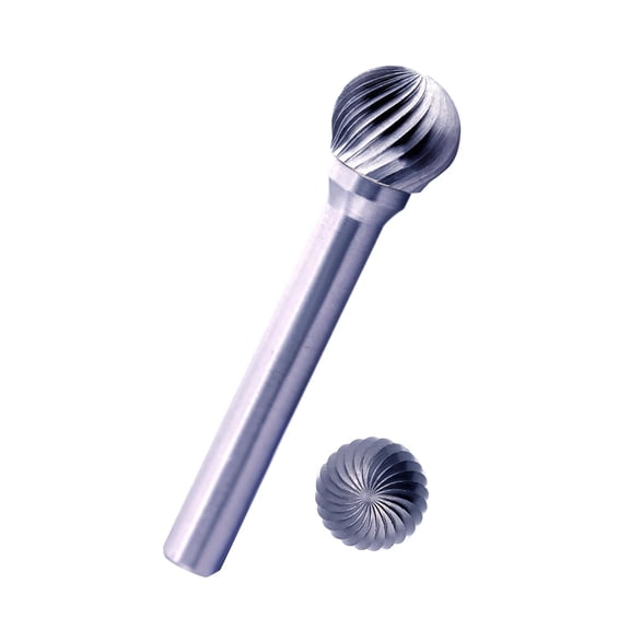 KKFEN-Tungsten Carbide Burr Bit 1/4" Shank Ball Sharp End Single Flute Carbide Rotary File Bits for Metal Working, Deburring, Grinding, Polishing, Carving and Engraving