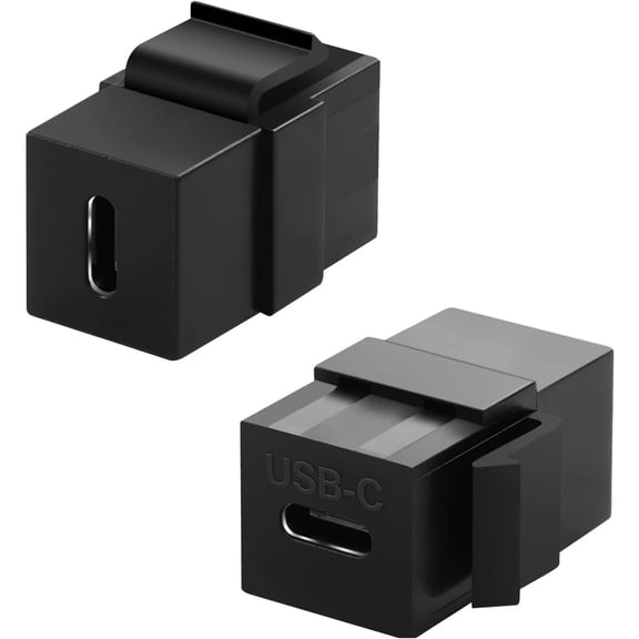 KKFEN-USB C 3.1 Keystone Connector 10Gbps USB Type C 3.1 Female to Female Keystone Adapter Jack USB C Wall Plate Socket Pass Through Module,100W Charging,for Wall Plate Patch Panel,Black,2Pcs