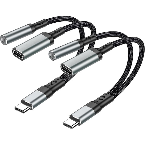 KKFEN-USB C to 3.5mm Headphone and Charger Adapter, 2-in-1 USB Type C to Aux Jack Dongle Cable with PD 60W Fast Charging for iPhone 15 16 17 Pro Max Air,Galaxy S23 S24 S25 Ultra, Note 20, iPad Pro(2p