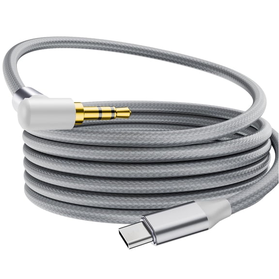 KKFEN-USB C to Aux 6.6FT, Type C to 3.5mm Aux Cord for Car, 90-Degree USB-C to Headphone Stereo Jack Cable Compatible with iPhone 16/15/Plus/Pro/Pro Max