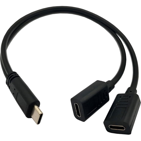 KKFEN-USB C Splitter Charge Cable,1 Feet USB Type C Male to 2 Dual Type C Female Y Splitter Extension Charging Cable(Only for Charging,Cann't Transmit Data)