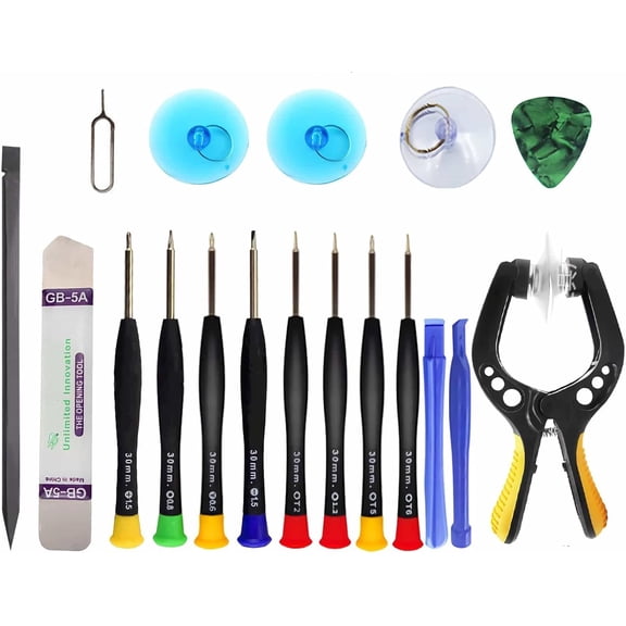 KKFEN-Upgraded 18 PCS Phone Screen Repair Kit, Suction Cup Pliers Opening Repair Kit, Repair Precision Screwdriver Set Compatible with iPhone, iPad, Cellphone and Other Smooth Surface LCD Screen Open