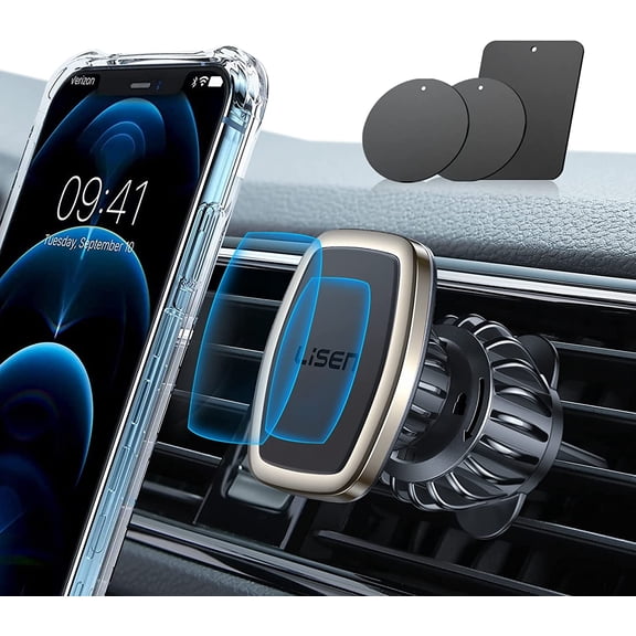 KKFEN-Upgraded Magnetic Phone Clip for Car - Ultra Strong 6 Magnets - Holder for 4-6.7 inch Smartphones (Gold)