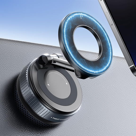 KKFEN-Upgraded Nano Gel Magnetic Phone Holder, 360 Rotation Vacuum Suction Cell Phone Mount for Magsafe,Strong Suction Adjustable Phone Car Mount Foldable Stand for iPhone 12-17 Series(Not Charge Ph