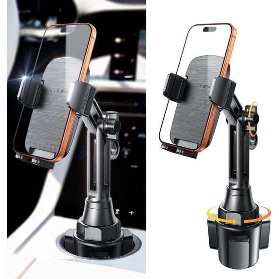 KKFEN-Upgraded Version Cup Holder Phone Holder 360 Adjustable Long Neck Car Phone Mount Golf Cart Phone Holder, Valentines Day Gifts for iPhone 17 Air Pro Samsung Google and All 4-7'' Phone
