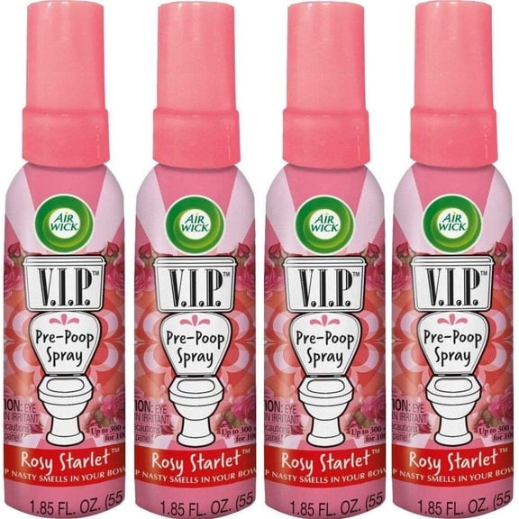 KKFEN-V.I.P. Pre-Poop Toilet Spray | Rosy Starlet Scent | Contains Essential Oils | Travel Size Air Freshener | Up to 100 uses - 1.85 Ounce (Pack of 4)