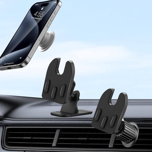 KKFEN-Vent or Dashboard Car Phone Mount for Popsocket, Dashboard Adapter Adhesive and Vent Clip, Compatible with Most Popsocket, Fits All Smartphone