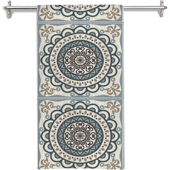 KKFEN-Vintage Boho Moroccan Tile Kitchen Towels, Oriental Decor Dish Tea Towels for Kitchen, Retro Traditional Blue Tile Decorative Hand Towels for Bathroom Decor, 16x24 Inches