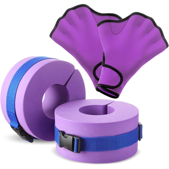 KKFEN-Water Aerobics Set for Aquatic Exercise 1 Pair Swimming Glove 2 Pcs Foam Swim Aquatic Cuffs Water Weights Pool Resistance Fitness Equipment for Adults Swimming Training Workouts