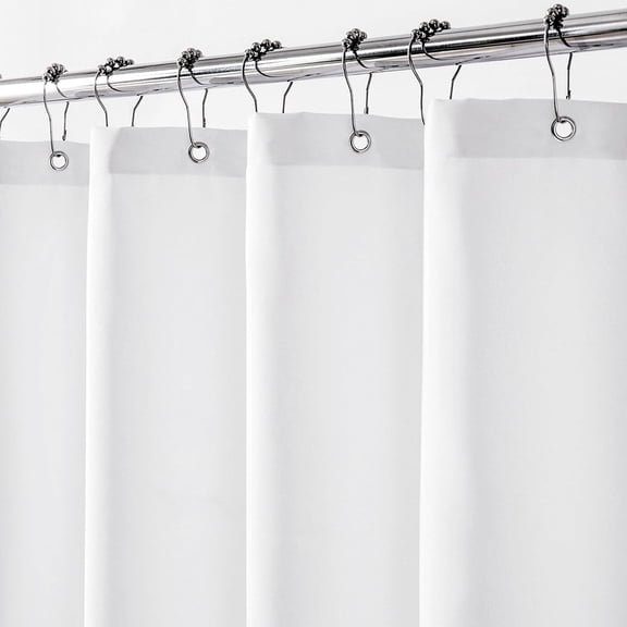 KKFEN-Waterproof Fabric Shower Curtain Liner with 3 Large Magnets, 69 x 70 inches Light-Weight & Soft Cloth Shower Curtain Liner,Washable White Shower Curtain for Bathroom