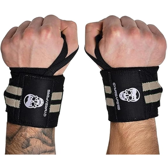 KKFEN-Weightlifting Wrist Wraps (IPF Approved) 18" Professional Quality Wrist Support with Heavy Duty Thumb Loop - Best Wrap for Powerlifting Competition, Strength Training, Bodybuilding