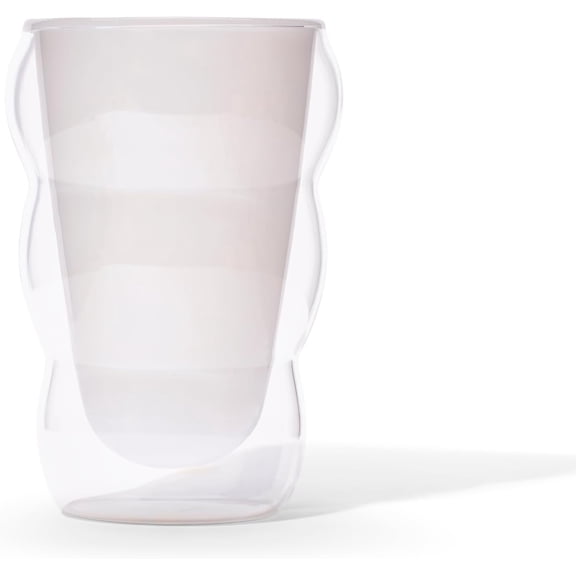 KKFEN-White Glass Cloud Cup 12 oz Double-Wall Insulated Borosilicate Glass  Heat-Resistant  Ideal for Hot or Iced Tea, Lattes, Coffee & More  Minimalist Design  Great Gift