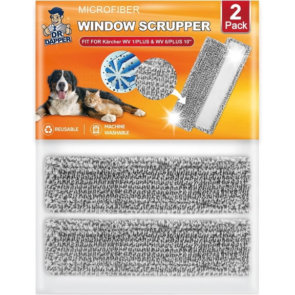 KKFEN-Window Vacuum Pads Compatible with Krcher WV 1 WV 6 Squeegee for Shower Glass, Microfiber Windows Pads Compatible with Karcher Steam Cleaner, Electric Squeegee for Window Cleaner - 2 Pack