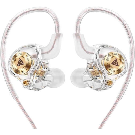 KKFEN-Wired Gaming Headphones IEM Earphones with 1DDQKZ ENZO in Ear Monitor, HiFi Earbuds, Bass Sound with New 11mm Dynamic Driver for Video Music Gaming (White, Mic)
