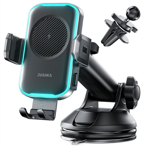 KKFEN-Wireless Car Charger,15W Fast Charging Auto Clamping Phone Holders for Your Car Compatible with iPhone 16/15/14/13, for Samsung Galaxy S24 Ultra S23 S22 S21, S20, S10+ (Black)