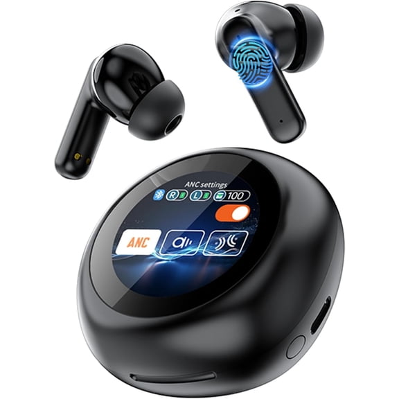 KKFEN-Wireless Earbuds,Touch Screen Bluetooth 5.4 Ear Buds ,ACN/ENC Noise Cancelling Earphones, IPX5 Waterproof In Ear HiFi Sound Stereo Wireless Heardphones for Laptop Pad Android/iOS Phones (Black)