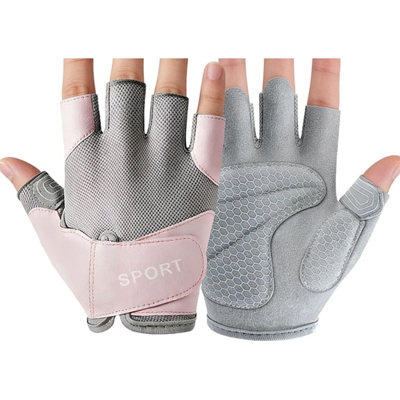 KKFEN-Women's Workout Gloves Fingerless Summer Gloves with Padded Breathable Mesh Non-Slip Sport Gloves for Cycling, Rowing