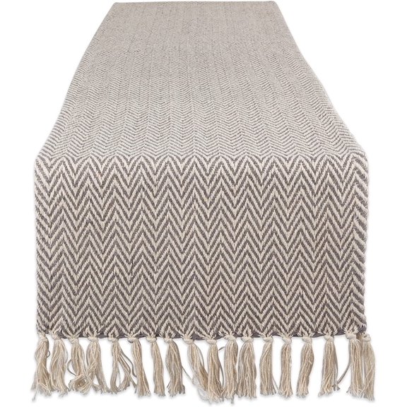 KKFEN-Woven Basic Tabletop Collection, Chevron Table Runner, 15x108, Gray